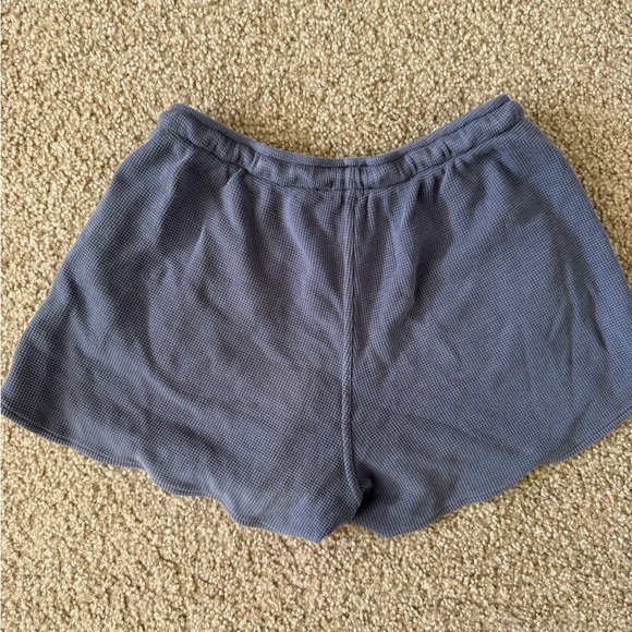 John Galt Blue Gray Waffle Knit Lounge Shorts Drawstring One Size (fit is Small) - Picture 4 of 5